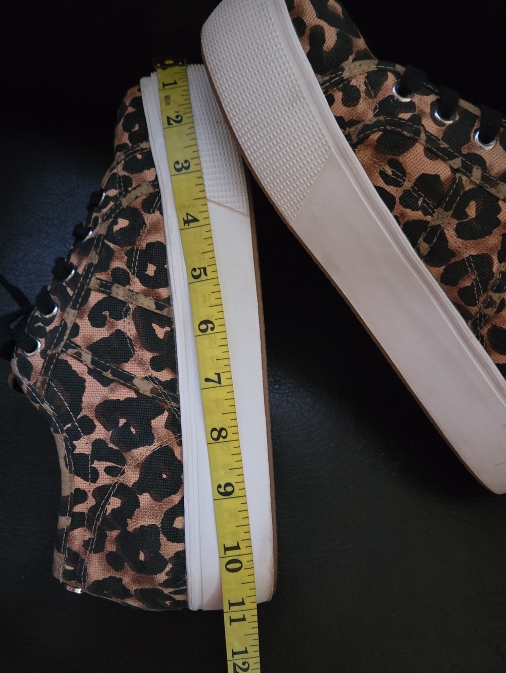 Steve Madden Emmi Leopard Print Canvas Sneakers - Black & Brown Size 10M - Picture 10 of 12